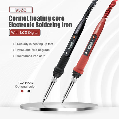 JCD 80W Electric Soldering Iron Adjustable Temperature Replaceable Soldering Iron Head Soldering Iron Pen Welding Kit 908S