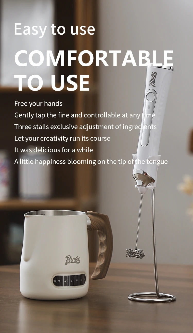Bincoo Electric Milk Frothers Handheld Wireless Blender USB Mini Coffee Maker Whisk Mixer Cappuccino Cream Egg Beater Blender