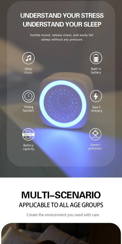 with RGB Lighting Baby White Noise Machine 26 Types Soothing Music with Timer Sleep Sound Player Night Light Soft Lighting White