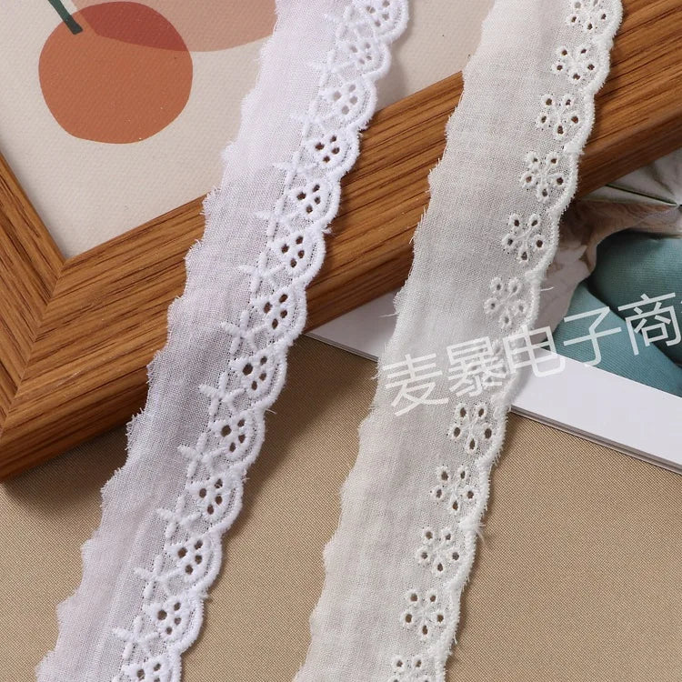 Beige White Floral Embroidery Cotton Lace Ribbon DIY Apparel Sewing & Fabric Handmade Crafts Material Lace Tape