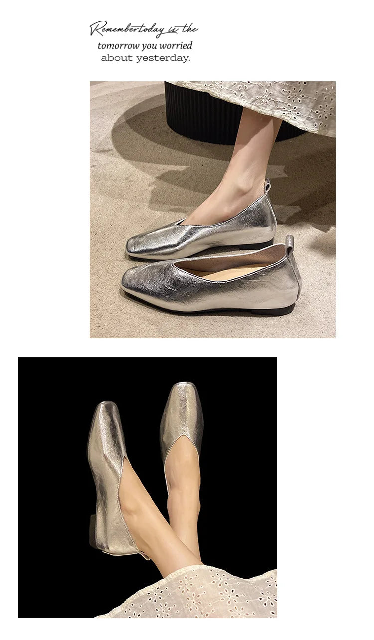 2025 New Shoes for Women Retro Ladies Flats Slip on Shoes Loafers Square Toe Shallow Mouth Women Casual Footwear Lightweight