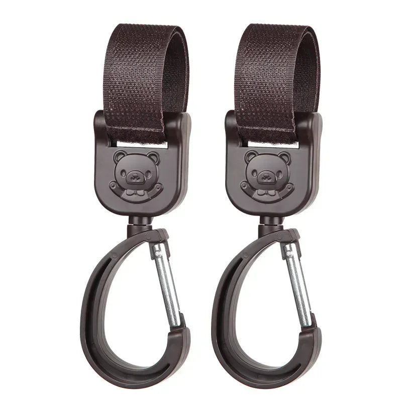 360 Degree Cart Organizer Storage Bag Hanger Universal Outdoor Stroller Accessories Baby Pram Hooks Rotate Hanging Bag