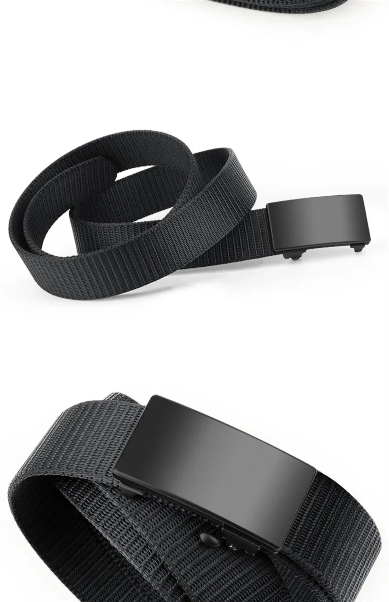 Men's Belt Outdoor Leisure Sports Belt Toothless Quick Release Automatic Buckle Quality Black Belt