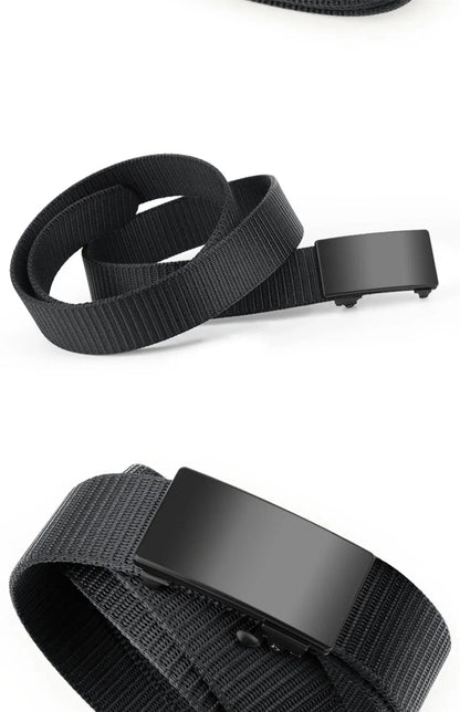 Men's Belt Outdoor Leisure Sports Belt Toothless Quick Release Automatic Buckle Quality Black Belt