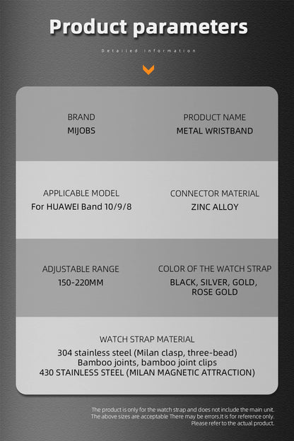 Metal Strap For Huawei Band 10 Stainless Steel WatchBand for Huawei Band 9 Wristband for Huawei Band 8 Replacement Accessories