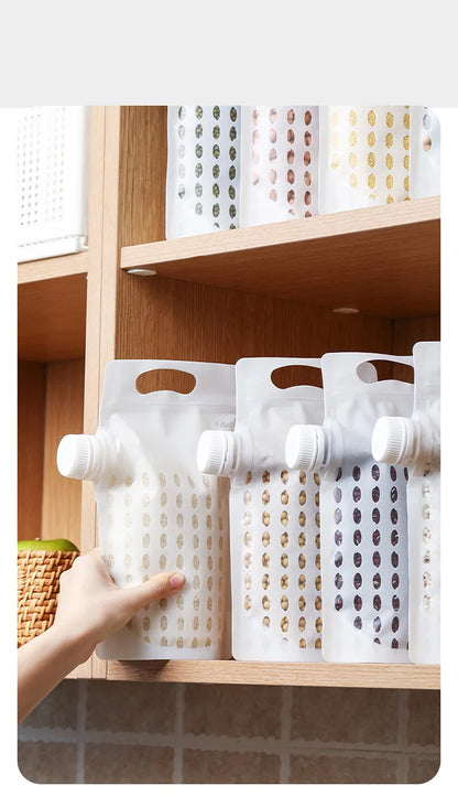 Food Storage Grain Bag Multigrain Pour Reusable Portable Bag Cereal Flour Bean Nut Rice Tea Powder Water Reusable Organizer Case