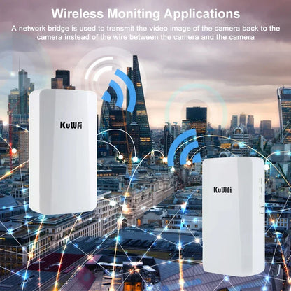 KuWFi Wifi Repeater 2.4G 300Mbps Outdoor AP Long Range Extender Smart Manage Router CPE Wireless Bridge Point to Point 1KM
