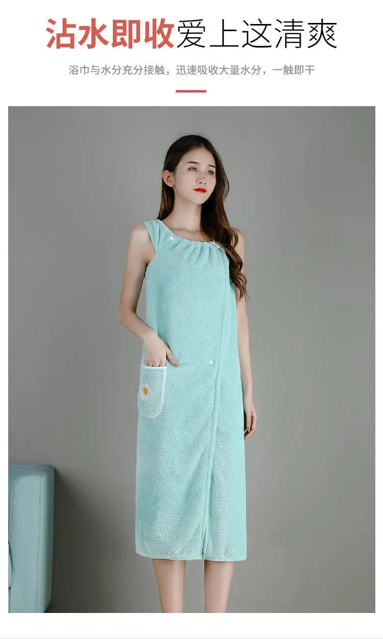 Bath Towel Household Women Wearable Wrap Adults Absorb Water Pure Cotton Dry Hair Skirt Long Style Bathroom Washable Bathrobe