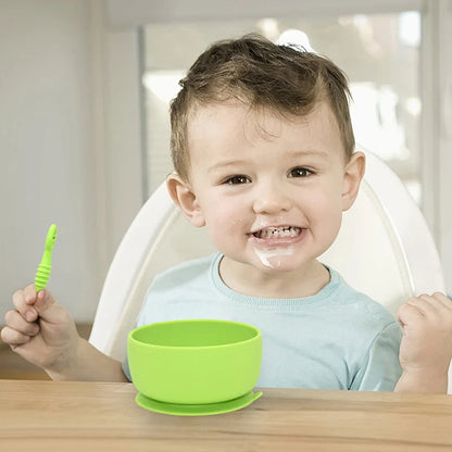 Food Grade Silicone Baby Training Fork Spoon Set for Teeth Grinding Complementary Rice Paste Baby Feeding Tableware