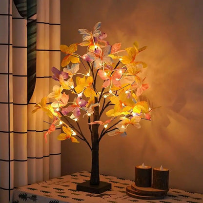 1pc 24LED white birch butterfly tree lamp, Christmas shaped lamp, decorative lamp, desktop decorative lamp
