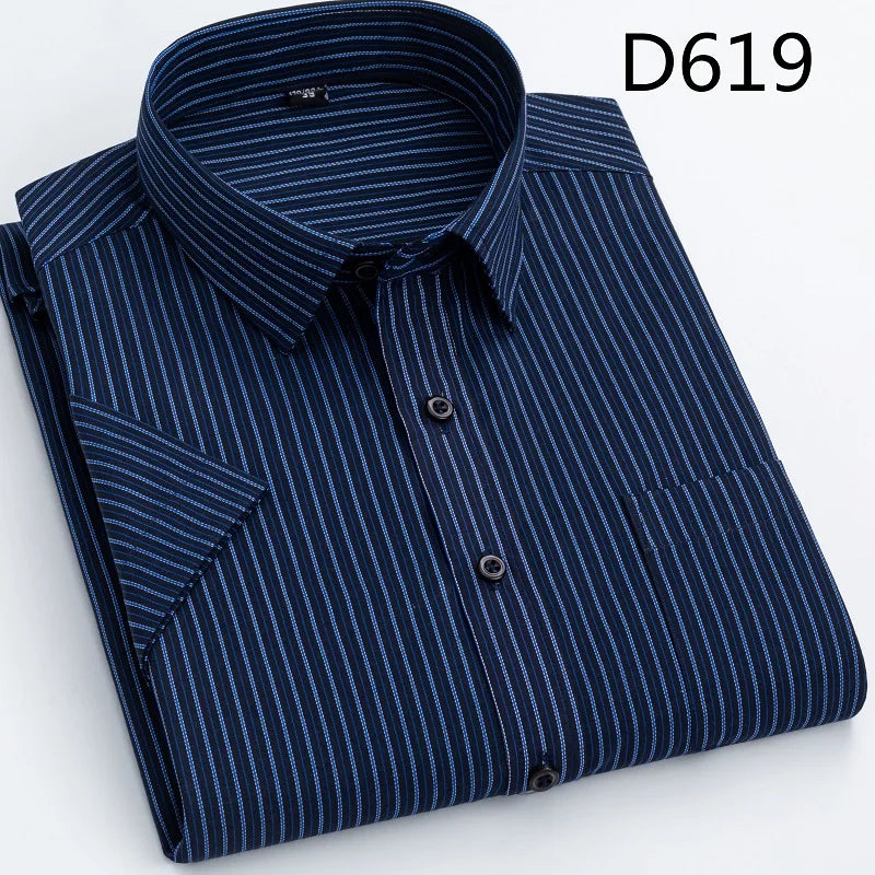 Men's short-sleeved shirt casual non-ironing anti-wrinkle spring summer shirt top high-quality slim-fit formal wear to work