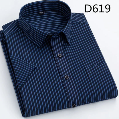 Men's short-sleeved shirt casual non-ironing anti-wrinkle spring summer shirt top high-quality slim-fit formal wear to work