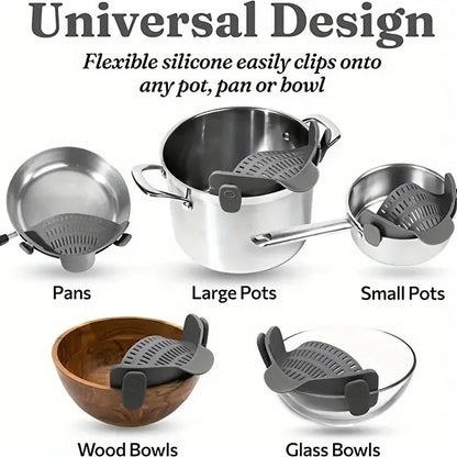 Silicone Kitchen Strainer Clip On Pots and Pans Drain Rack Pasta Noodle Vegetable Fruit Strainer Colander Kitchen Gadgets