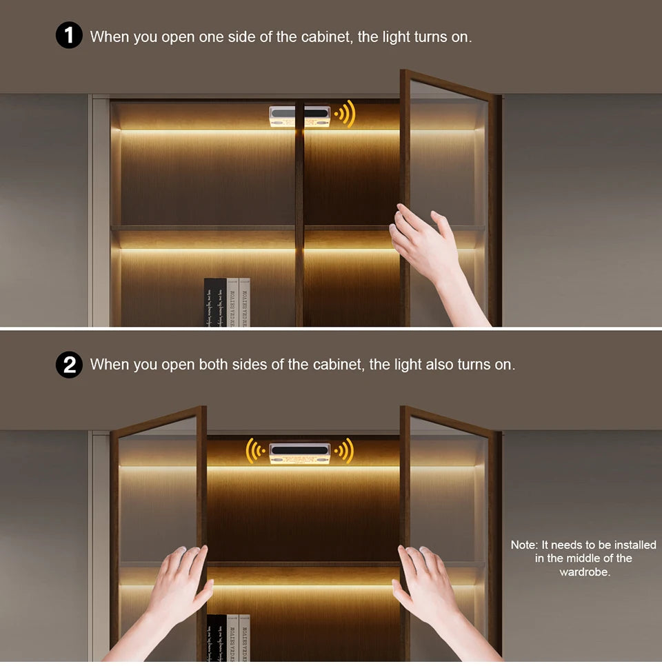 Smart Double Door Proximity Sensor Switch DC 12V-24V LED Light Switch For Wardrobe Cabinet Closet Backlight DIY Control Switch