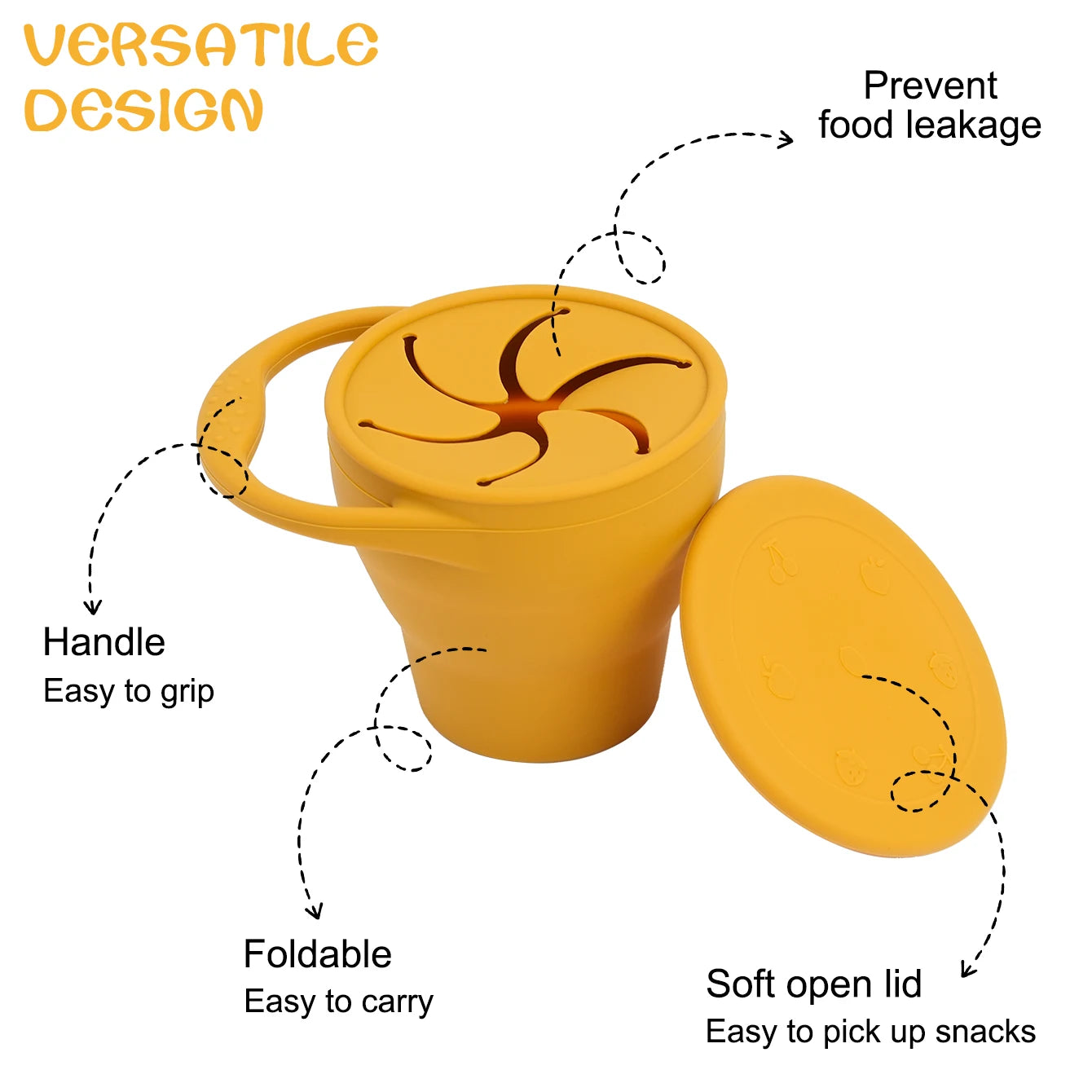 1Pcs Solid Colors Baby Snack Cup Collapsible Portable Food Storage Box Silicone Feeding Snacks Container With Lid Baby Stuff