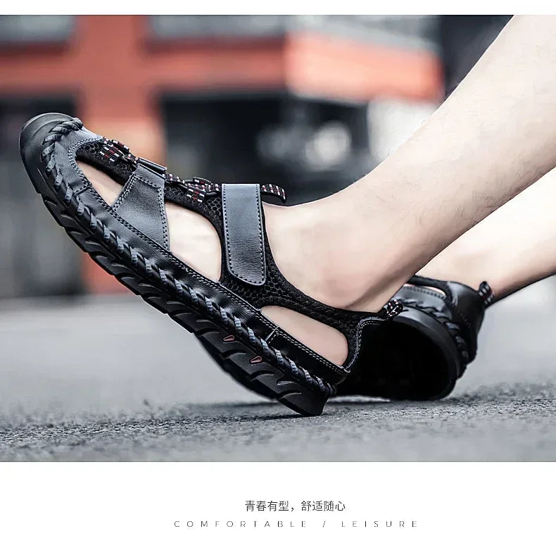 Comfortable Man Sandal for Men Flat Sandals Trend 2024 Men's Summer Sandal Authentic Leather Shoes Man Platform Sandals. Slipers