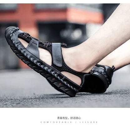 Comfortable Man Sandal for Men Flat Sandals Trend 2024 Men's Summer Sandal Authentic Leather Shoes Man Platform Sandals. Slipers