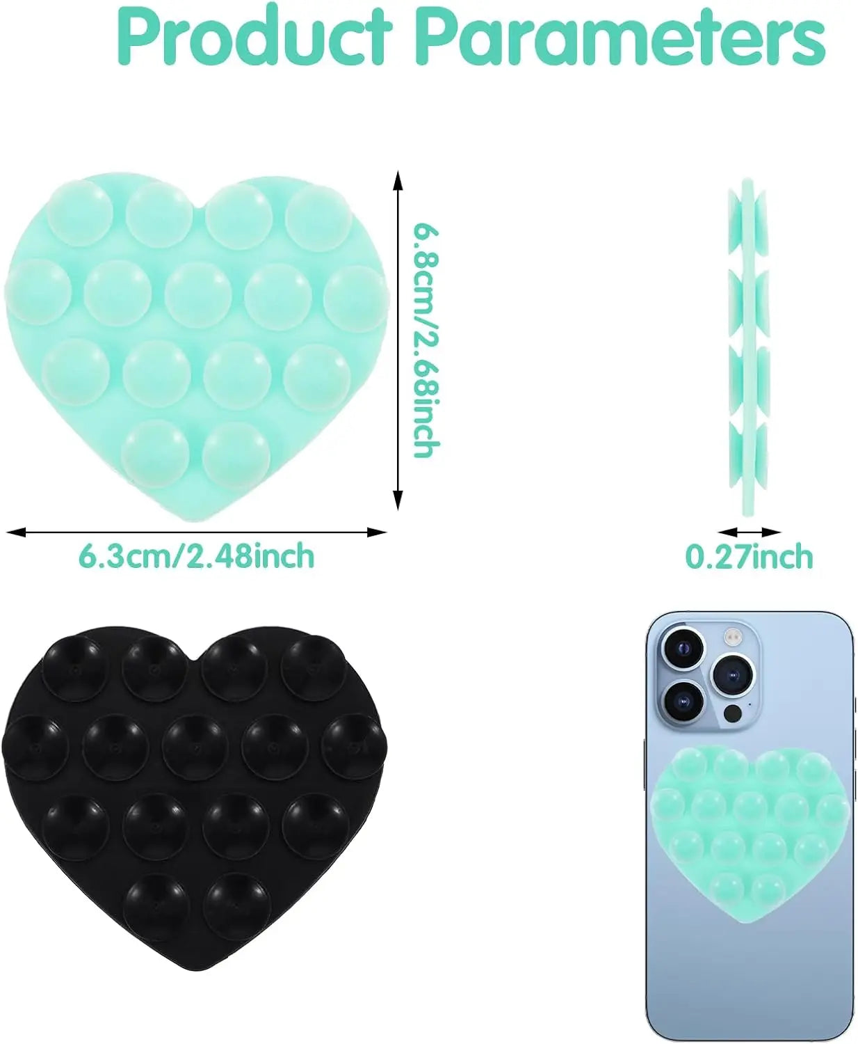 Double-Sided Suction Cup Phone Mount, Silicone Suction Phone Case Adhesive Sticky Phone Grip Hands-Free Phone Grip Phone Stand