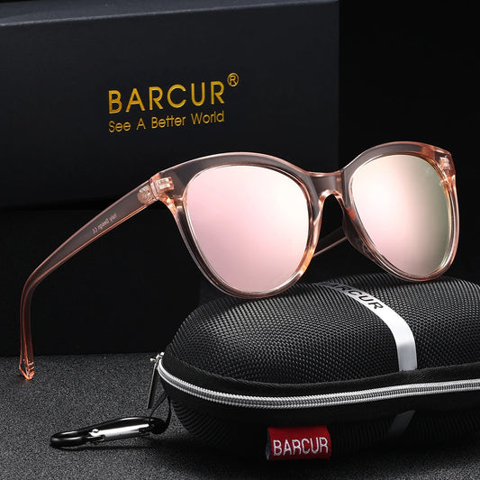 BARCUR 1 PCS Trendy Women's Pink Sunglasses PC Cat Eye Frame Fashion Apparel Accessories Men's and Women's Polarized Sunglasses
