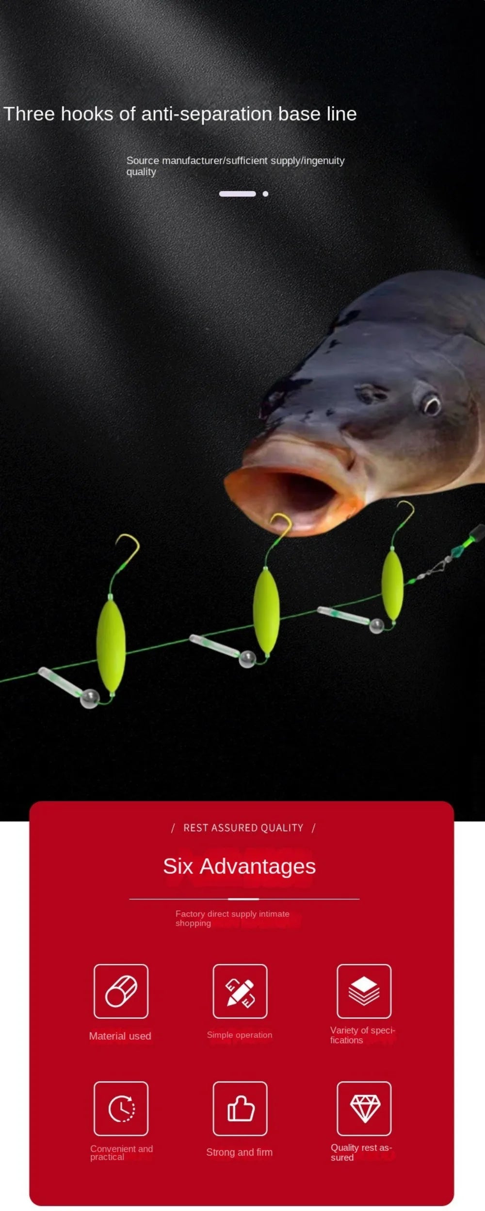 Three Hook Fishing Hair Rigs Hook Suspension Anti Bottom Carp Fishing Hook Ready Made Pesca Carp Rigs Fishing Lure