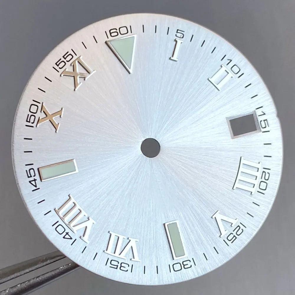 Grey Silver Sunburst 29mm Watch Dial fit NH35 NH35A NH36A Silver/Gold/Rose Gold/Green Roman Numerals Index Hand Set Watch Parts
