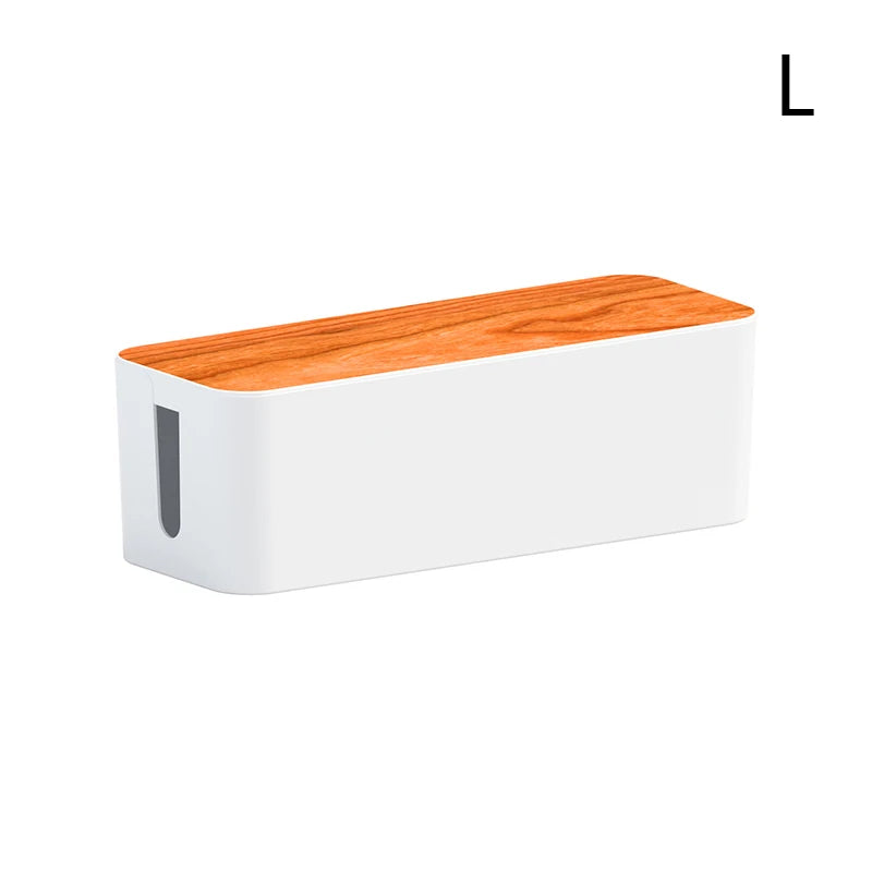 Cable Storage Box Power Strip Case Wooden Power Line Wire Management Organizer Anti-Dust Charger Socket Network Line Storage Bin