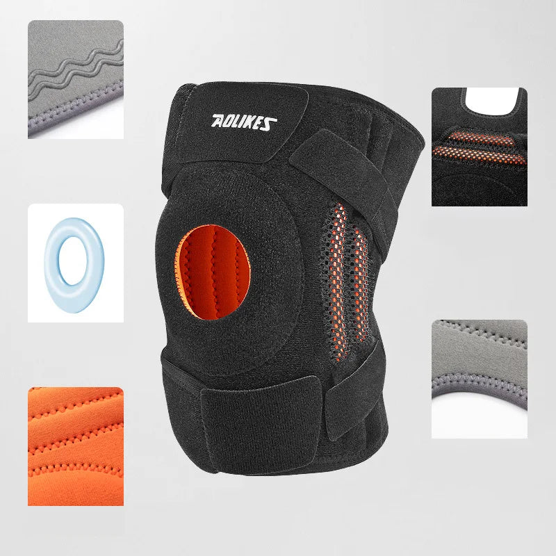 1Pc Knee Brace with Side Stabilizers Patella Gel Pads Unisex Cycling Running Climbing Knee Support Soccer Fitness Knee Pad