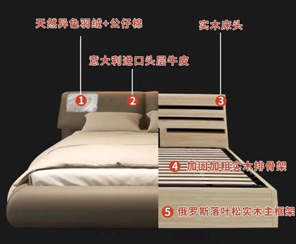 High End European Double Bed Headboard Glamorous Full Size Twin Bed Frame Luxury Platform Wood Cama Box Casal Nordic Furniture