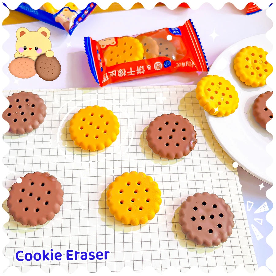 Kawaii stationery items School teacher gift Office Supplies classroom back to school ice cookie Rubber funny Erasers