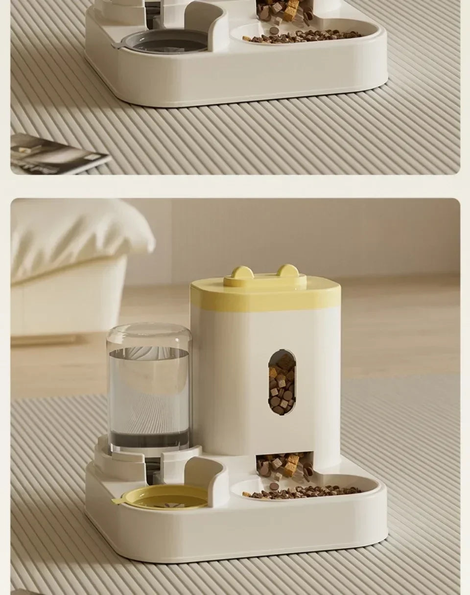 Automatic Pet Feeder and Water Dispenser 2in1 Raised Food Bowl with Water Fountain for Cat Dog Large Capacity Pet Accessories