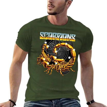 Scorpions Rock Heavy Metal Band Logo Oversized T-Shirt Branded Mens Clothes 100% Cotton Streetwear Large Size Tops Tee