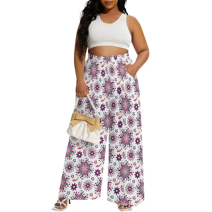 2025 Spring Palazzo Pants for Women High Waisted Wide Leg Stretchy Loose Fit Casual Trousers Party Pants with Pocket