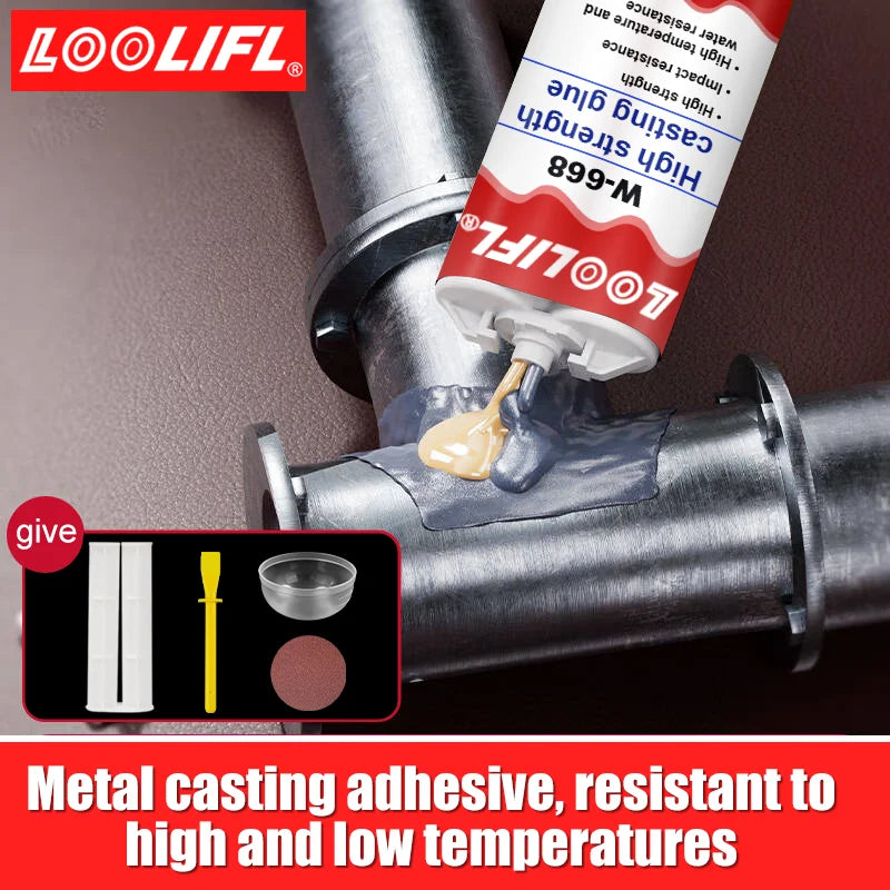 Casting adhesive, strong welding adhesive, suitable for cast iron and cast aluminum, waterproof and corrosion resistant.