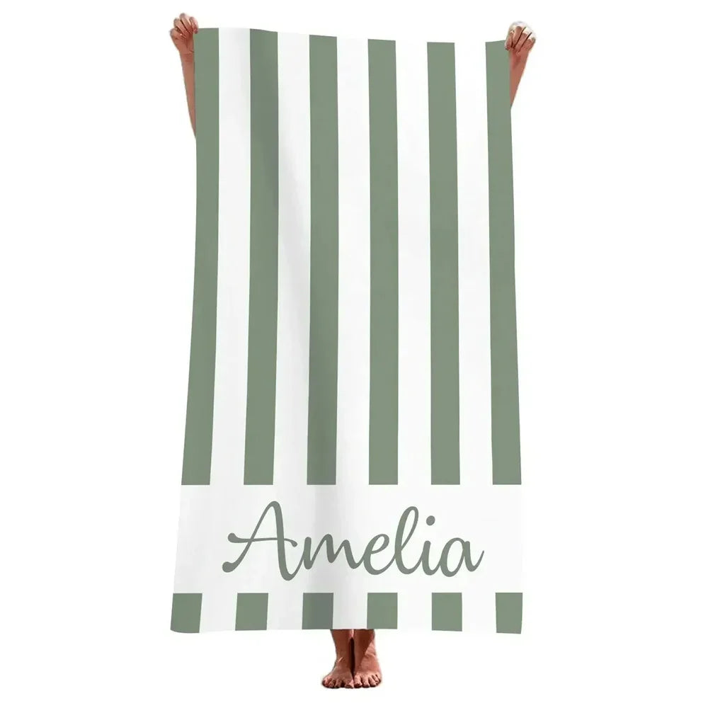 Striped Beach Towels Custom Name Beach Towel 3d Printed Microfiber Beach Towel Water Absorbing Personalized Bath Towel