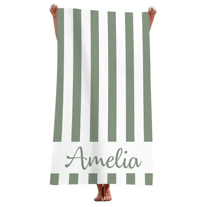 Striped Beach Towels Custom Name Beach Towel 3d Printed Microfiber Beach Towel Water Absorbing Personalized Bath Towel