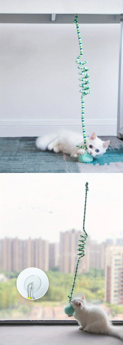 Interactive Cat Hanging  Simulation Cat  Funny Self-hey Interactive  for Kitten Playing Teaser Wand Toy Cat with bell