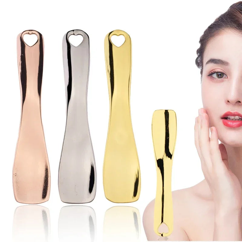 Metal Makeup Spatula Zinc Alloy Curved Scoop Facial Mask Eye Cream Mixing Brush Mini Spoon Stick Skincare Cosmetic Beauty Tool