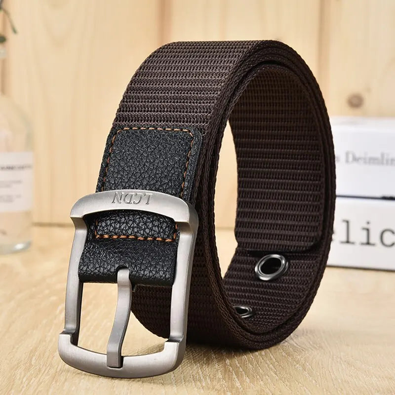 Men'S Belt Fashion Pin Buckle Canvas Belt Casual Women'S Belt Outdoor Climbing Sports Training Belt With Cargo Pants Jeans Belt