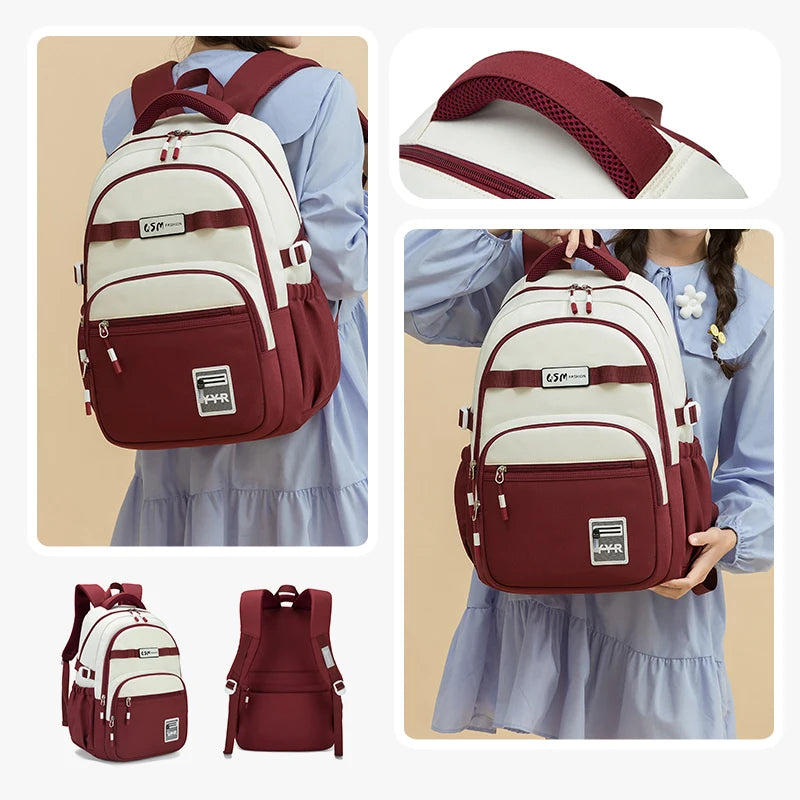 Schoolbags for Junior High School Girls with Good Looks, Korean Style Large Capacity College Style Backpacks for Women