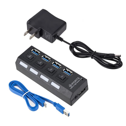 USB 3.0 Hub USB HUB Splitter Multi USB 3.0 Hub Multiple 4/7 Port Hub Splitter With Power Adapter Computer Accessories Hub For PC