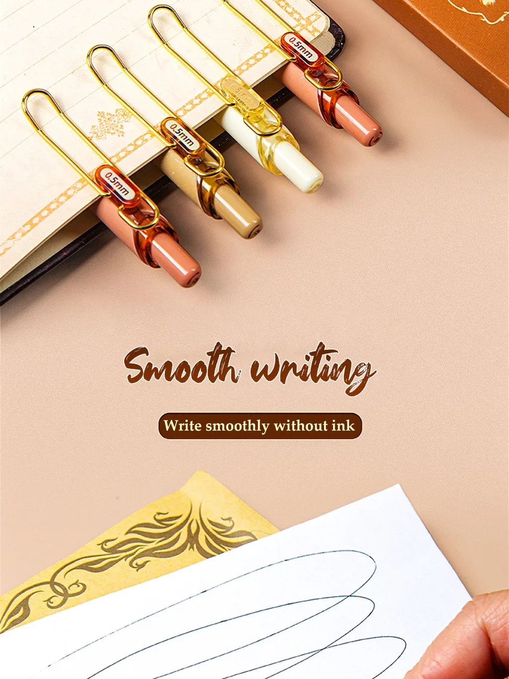 4PCS Retro Style Handbook Pen Marker Graffiti Brush Inscription Pen Office Culture and Educational Supplies