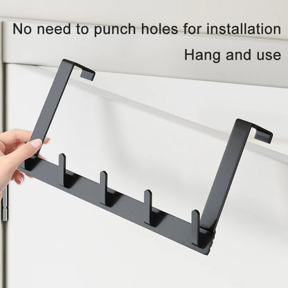 Hooks Over The Door Bathroom Organizer Rack Durable Hanging Row Hook Holder Clothes Coat Hat Towels Hanger Storage 5/6/7 Hooks