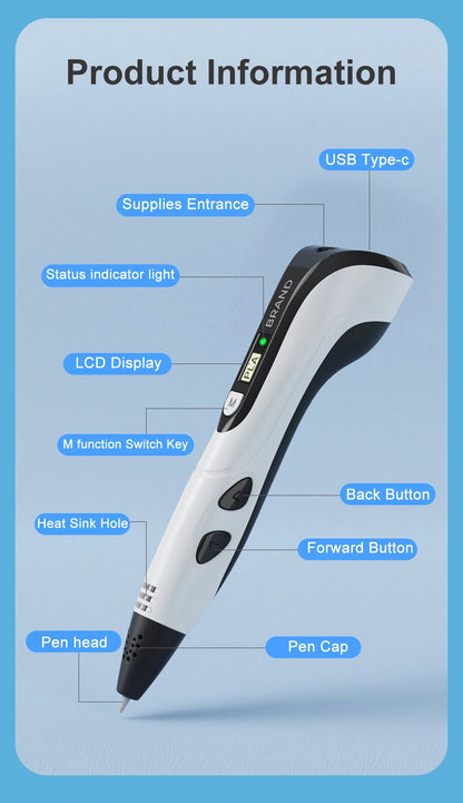 New 3D Pen for Children Kids Creative Diy 3D Printing Pens PLA Filament Portable Child's Birthday Gift with Christmas