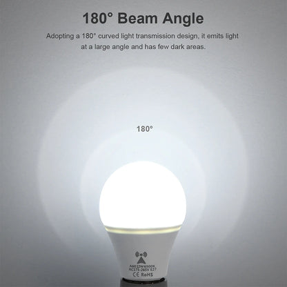 Microwave Radar Detection LED Light Bulb 220V E27 12W Radar Motion Induction Lamp Built-in Radar/Light Sensors For Home Stairs