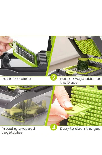 14/16pcs Multifunctional Vegetable Slicer Cutter Food Grade Shredder with Basket Fruit Potato Onion Mincer Chopper Carrot Grater