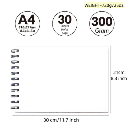 A4 30 Pages Paper Watercolor Book Hand-painted painting Book Fine Lines Water-Solube Color Art Supplies