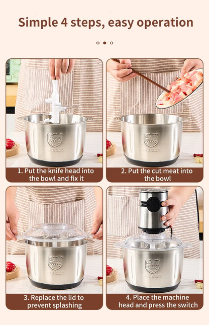 5L Electric Food Chopper Vegetable Chopper Small Food Processor Meat Grinder Mixer Electric Dicer Baby Food Processor