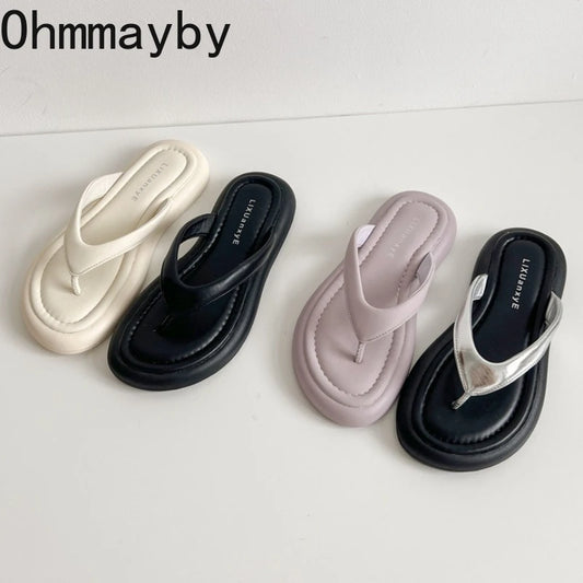 New Women's Summer Beach Flip Flops Slip-On Fashion Casual Vacation Slippers Soft Sole Footwear for Ladies