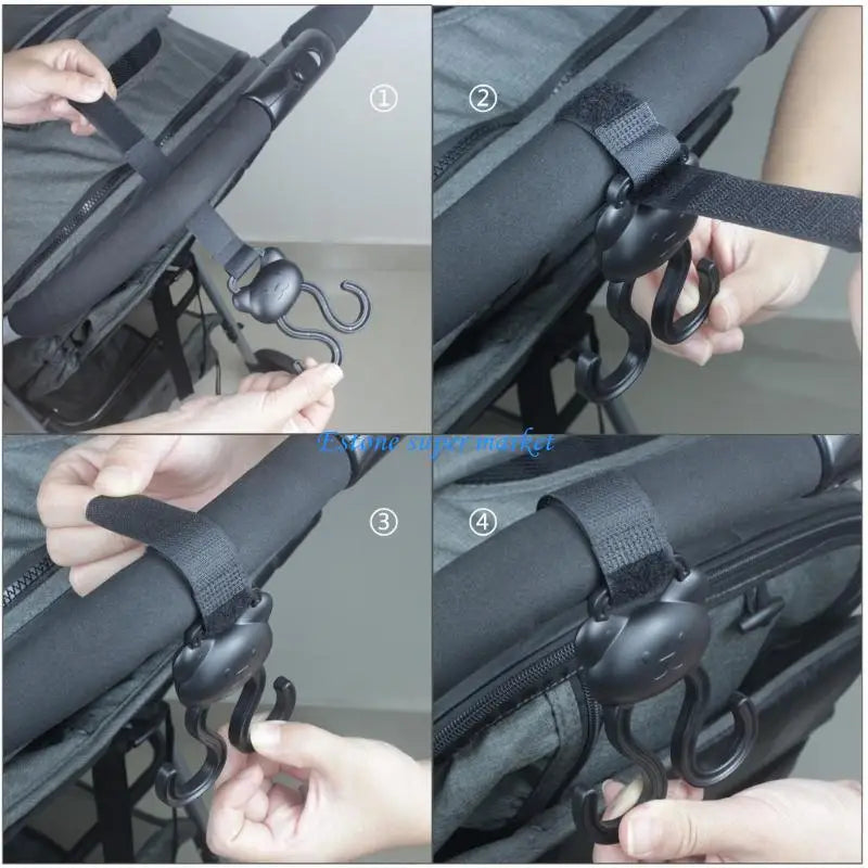 090B Adjustable Strollers Accessory Hanger Clip Double Hook Designing Easy Installation No Tool Required for Busy Parents