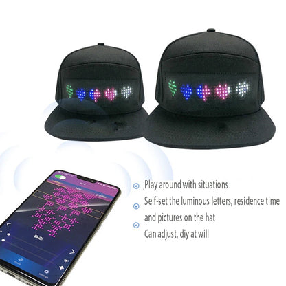 Luminous LED Cap DIY Message And Picture Bluetooth Control Fashion Apparel Accessories LED Decor Glowing Baseball Cap